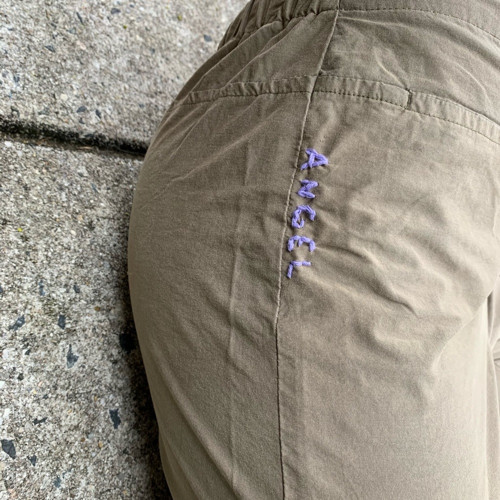 Hand embroidered kahki pants